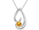 14K White Gold Solitaire Citrine Pendant Necklace 1/4 Carat (ctw) with Chain
